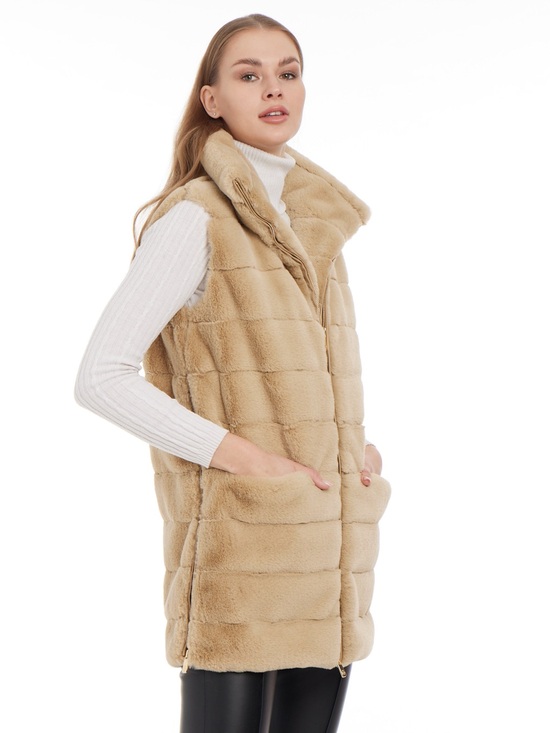 Patti Kim Jackets & Blazers - Patti Kim New York Designer Chic Faux Fur Lauren Vest Toast Brown Size XS